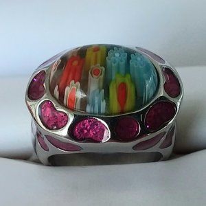 Size - 6 Stainless Steel Romano and Enamel ring